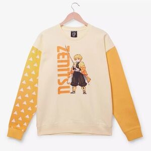 ZENITSU ANIME Character Crewneck Sweatshirt Cream and Orange